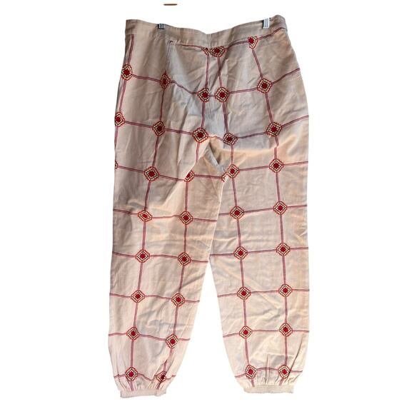 Anthropologie Seen Worn Kept Lattice Embroidered Jogger Liam Cream Size Large - Picture 3 of 6